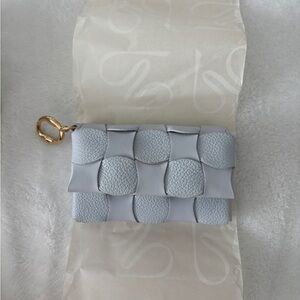 Brand New Polene Light Gray Textured Wallet with Gold Accent